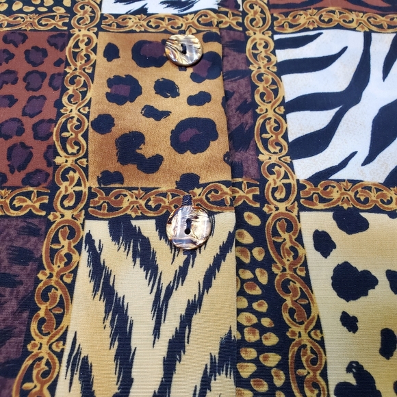 Bon Worth Vintage Short Sleeve Cheetah Print Top sz XS Petite - Picture 3 of 7